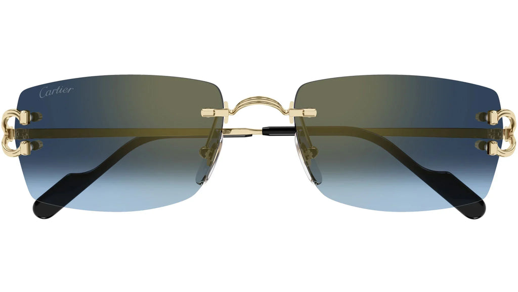 CARTIER CT0550S 002 Gold Blue Rectangular Sunglasses