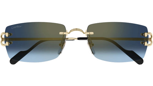 CARTIER CT0550S 002 Gold Blue Rectangular Sunglasses
