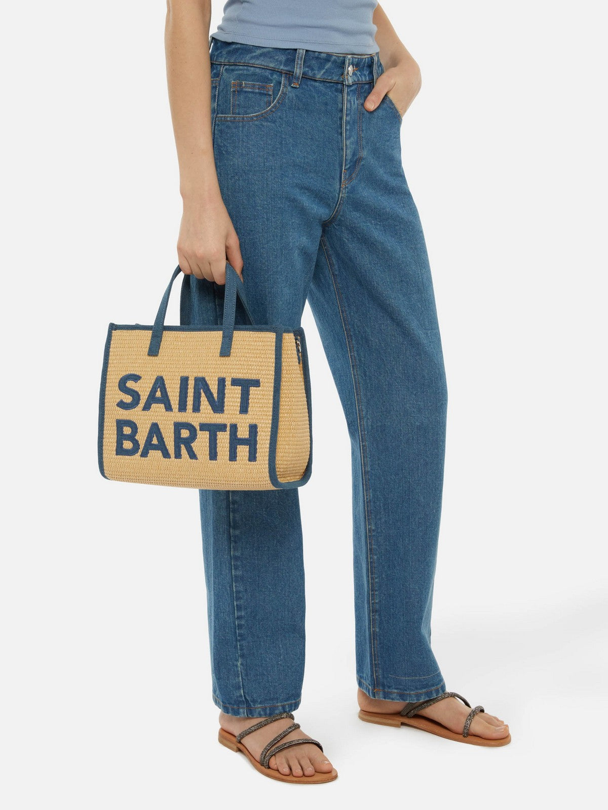 MC2 SAINT BARTH Borsa Donna  VIVIAN MID STRAW 00438L 11 PATCH DENIM