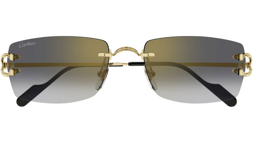 CARTIER CT0550S 001 Gold Grey Rectangular Sunglasses