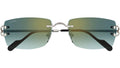 CARTIER CT0550S 004 Silver Green Rectangular Sunglasses