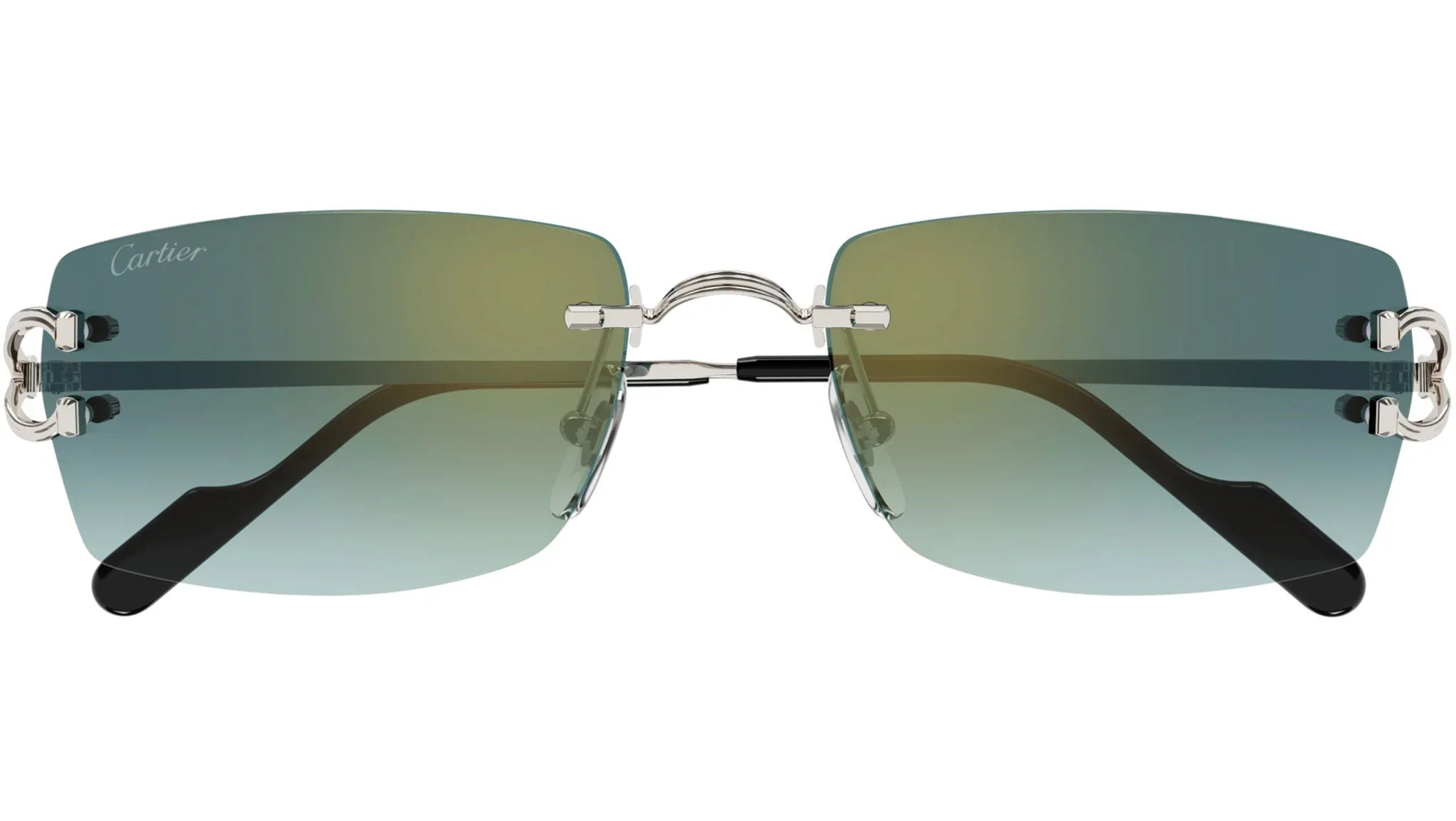 CARTIER CT0550S 004 Silver Green Rectangular Sunglasses