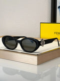 FENDI FF Logo Fendi Diamond Black Acetate Oval Sunglasse
