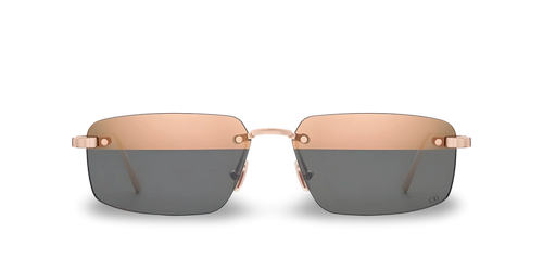Dior Occhiali Da Sole Rettangolari Bicolore Nude Scuro e Grigio Specchiato