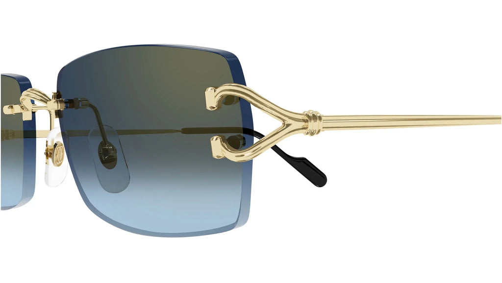 CARTIER CT0550S 002 Gold Blue Rectangular Sunglasses