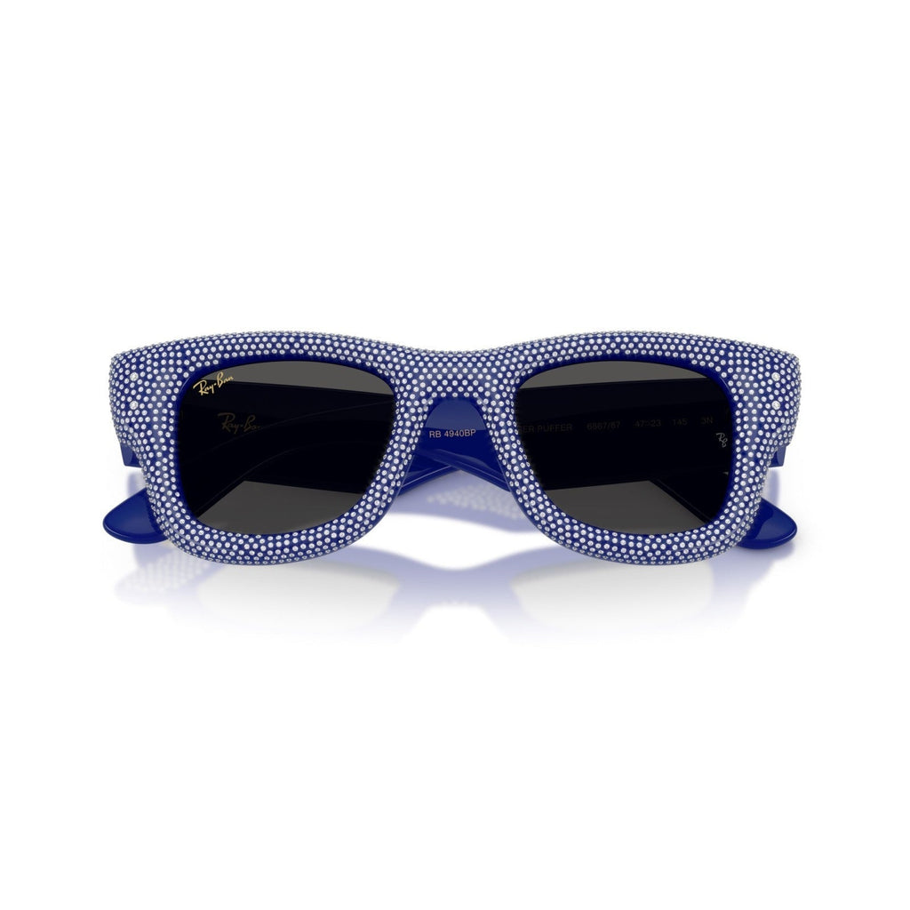 Ray-Ban RB 4940BP Wayfarer Puffer 686787 Pavé Blu E Strass | Occhiale Da Sole Unisex