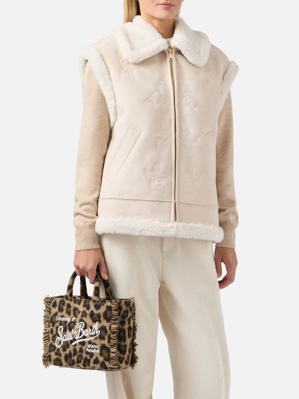 MC2 SAINT BARTH Borsa Donna  VANITY MINI FELT 00223I LEOPARD MIDI 18 EMB